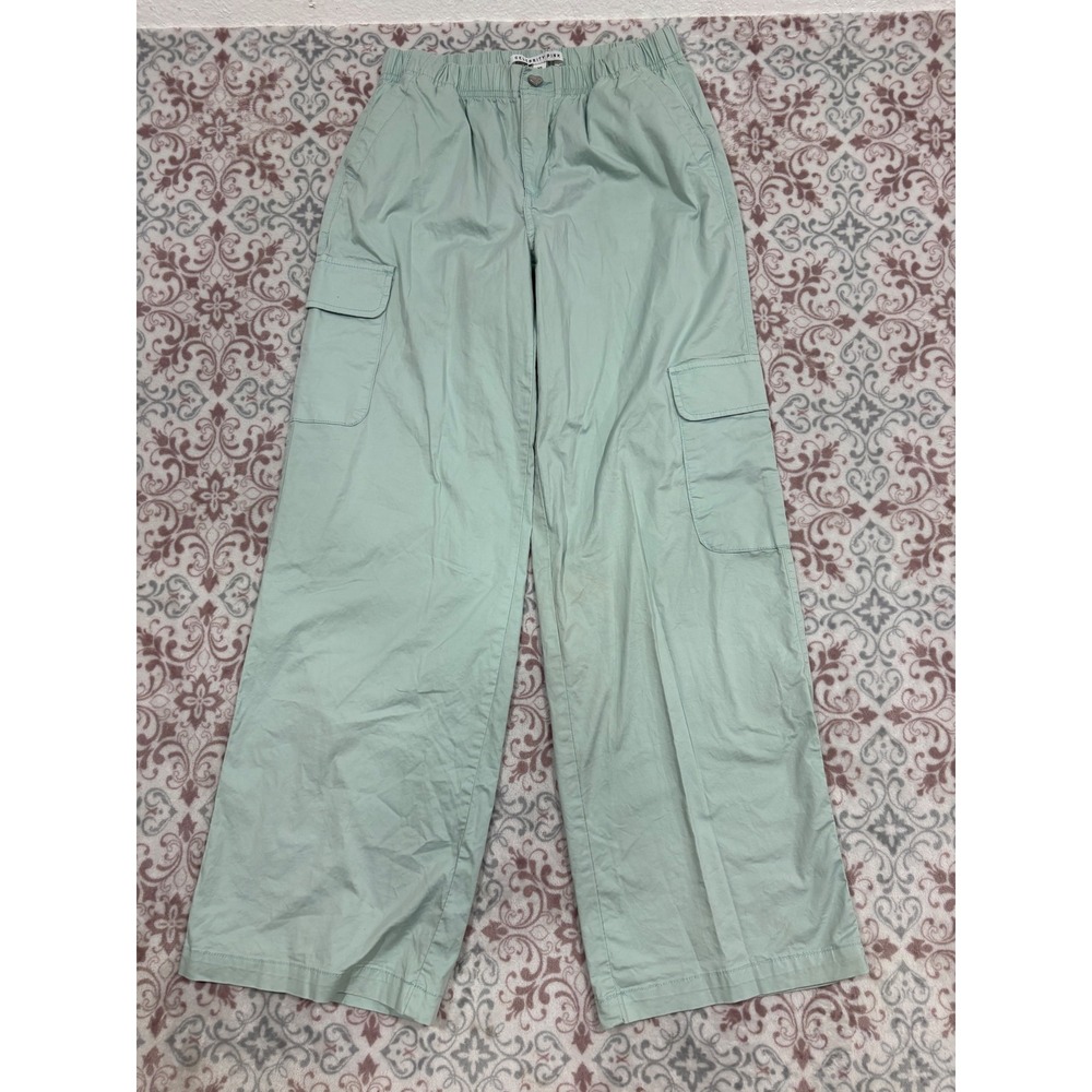 Celebrity Pink Sage Green Wide Leg Cargo Pants XS Elastic Waist Utility Relaxed